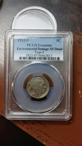 1913 S Type 2 Buffalo Nickel 5C PCGS XF Details Environmental Damage        4982