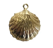 14K Yellow Gold Sea Shell Scallop Pendant Charm