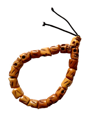 Buffalo Bone, Antiqued Skull Bead Hank or 6.5'' Elastic Bracelet, 10 mm Beads