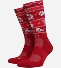NIKE ELITE ' CHRISTMAS CREW SOCKS ' RED ' W 4-6, Y 3Y-5Y, M 6-8 ' BASKETBALL
