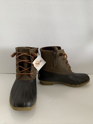 Sperry Saltwater Rain Duck Boots Women s Size 7 Brown New No Box STS99729