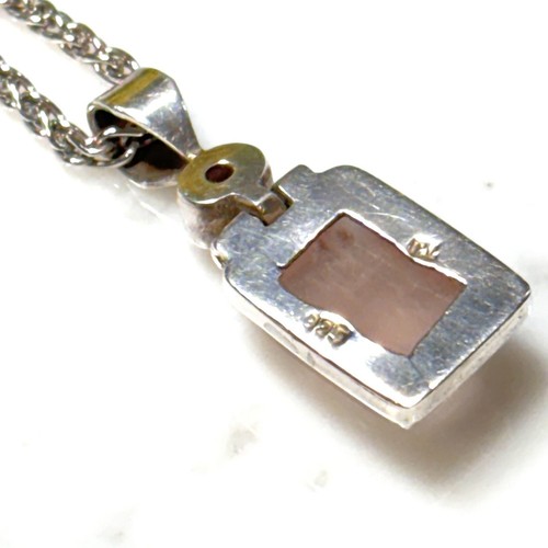 Sterling Silver 925 Pink Moonstone Amethyst Swivel Pendant Necklace 18” L Signed - 第 5/9 張圖片