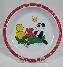 Selandia Designs Pat Wong 1985 Melamine Plate ~ ABC 123 Bears At Play