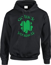 Go Luck Yourself Green St Patricks Day Funny Pun Humor Joke Parody Mens Hoodie