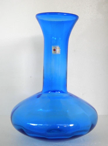 Blenko Glass Vase 3302 - Azure Blue