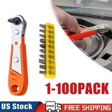 Ratcheting Right Angle Screwdriver Hex Drive 90 Degree Offset + 10pc Bits Set!