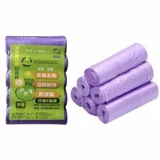 5-Rolls Rubbish Garbage Kitchen Toilet Office Clean-up Waste Trash Bags Purple