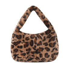 Women Faux Fur Shoulder Bag Handbag Purse Furry Fluffy Soft Winter Leopard Print