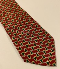 Vintage Burberrys Tie 100 Silk Handmade - Red/Green Triangles