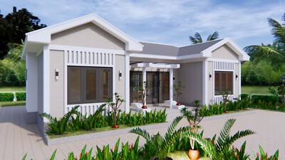 Custom Home Plan 13x7.5 Meter 43x25 Feet 3 Beds 2 Bath Gable Roof (A4 Hard Copy)