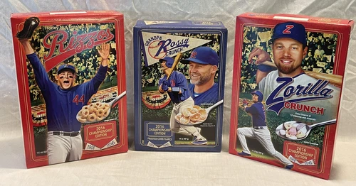 LOT OF 3 2016 SEALED CHICAGO CUBS CEREAL RIZZOS ZORILLA & GRANDPA ROSSY CRUNCH