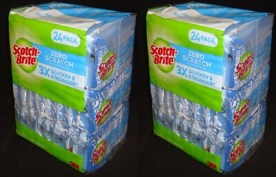 2 Packs 3M Scotch-Brite Zero Scratch Scrub Sponge (24 Pcs/Pack Total 48 Sponges)
