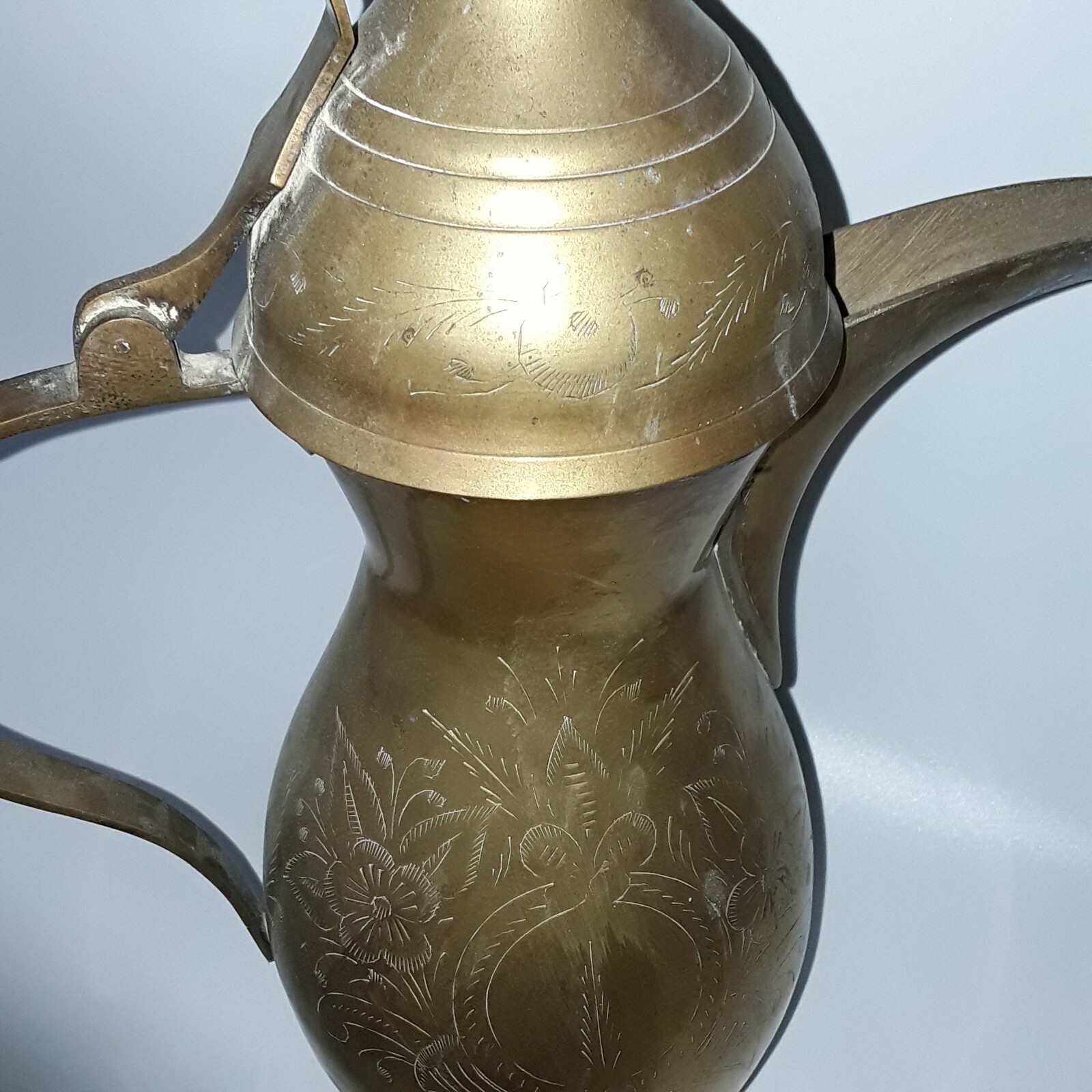 Lovely Antique 19th Century Indian Brass Decorative Water Jug With Lid