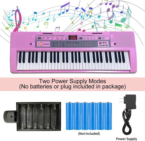 Kids Piano Keyboard, 61 Keys Beginner Electronic Keyboard Portable Digital Music - Picture 2 of 9