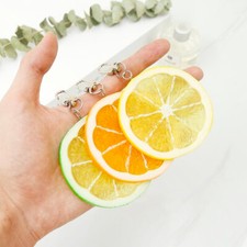 Llavero Bolsa Dije Rebanada Fruta Cítrica Fruta - Diseño Limón Naranja Lima