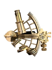Antique Replica 9" Brass Sextant - Vintage Nautical Decor & Navigation Tool