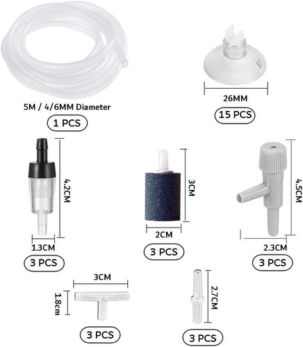 Comprehensive 31-Pc Fish Tank Air Pump Kit - Tubing, Stones, Valves & More - Picture 4 of 10
