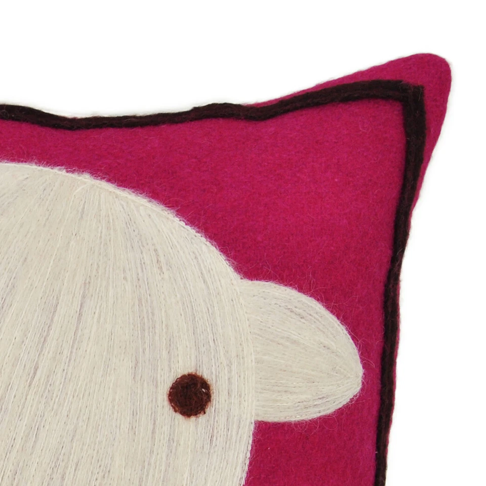 Almohada de fieltro de lana fucsia de oveja de Quiltbay Foto 2 de 2