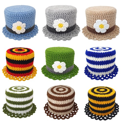 Gehäkelter Klopapierhut - Hellblau Grau Gestreift Für Bad Oder Auto