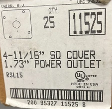 LOT OF 5 Mulberry 4-11/16" SQ Cover 1.73" Power Outlet 11525