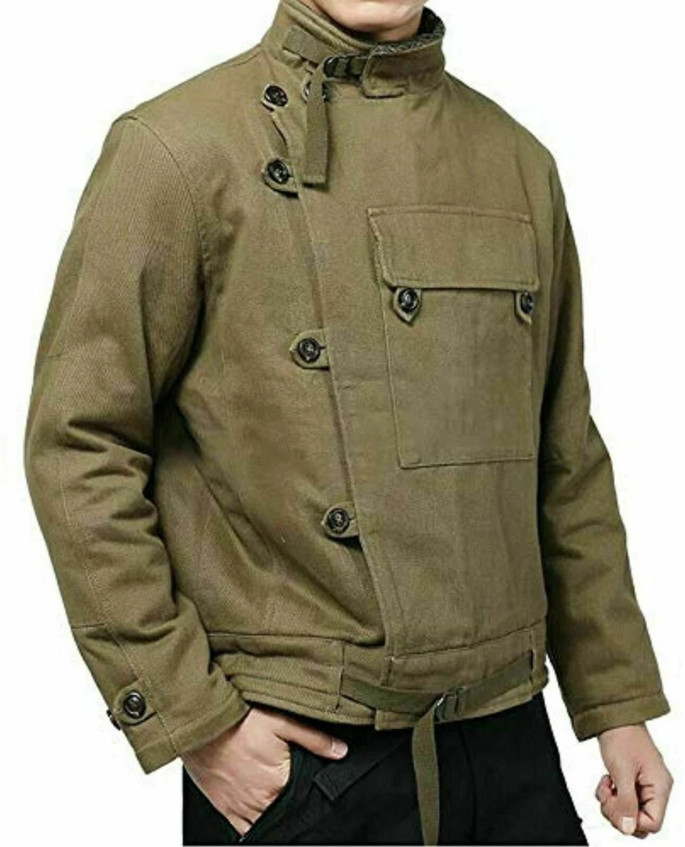 Hombre Vintage Sueco Chaqueta Moto Invierno Militar Tanque Abrigo