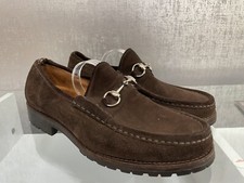 GUCCI Men's Dark Chocolate Suede Shoes Dress Loafers Brands Size 8.5 D (A306)