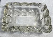 Vintage Mini Clear Glass Ashtray 4 rests 3 x 4 Small Chip SEE PICS