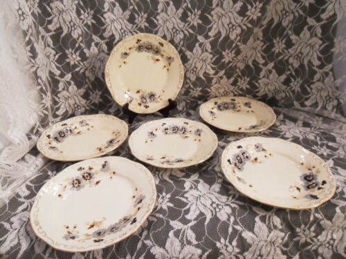 VINTAGE ZSOLNAY CORNFLOWER DECOR DESSERT/CAKE PLATE SET OF 6