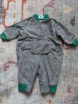Vintage RARE Chemise Lacoste Striped Coveralls One Piece Kids 12 Months - EUC