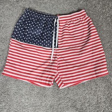 Chubbies Swim Trunks Shorts Men's 2XL Red Blue American Flag Lined 6.5" Inseam