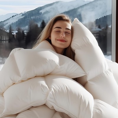 Goose Feather Down Comforter Queen Size - 900+ Fill Power Medium Warmth Duvet In