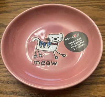 PetRageous Silly Kitty Saucer Pink Whimsical Hand-Crafted Stoneware 5  NEW