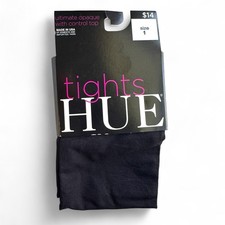 Hue Black Tights Ultimate Opaque with Control Top Womens Size 1