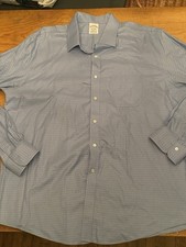 Brooks Brothers 1818 Regent 18-36 Blue Gingham Plaid Non Iron Stretch Fit