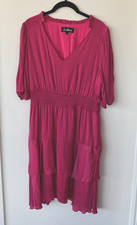 Sam Edelman. Pink V-Neck A-Line Dress with Tiered Ruffle Skirt. Size L