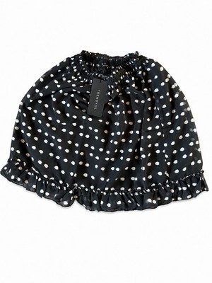 Trendyol Damen Bleistiftrock kurz gepunktet schwarz/weiß Rüschen Bund Gr. 38