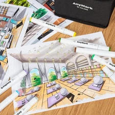 Alcohol Markers, 60 Colors Dual Tip Art Coloring Markers Set for Kids Adult B...