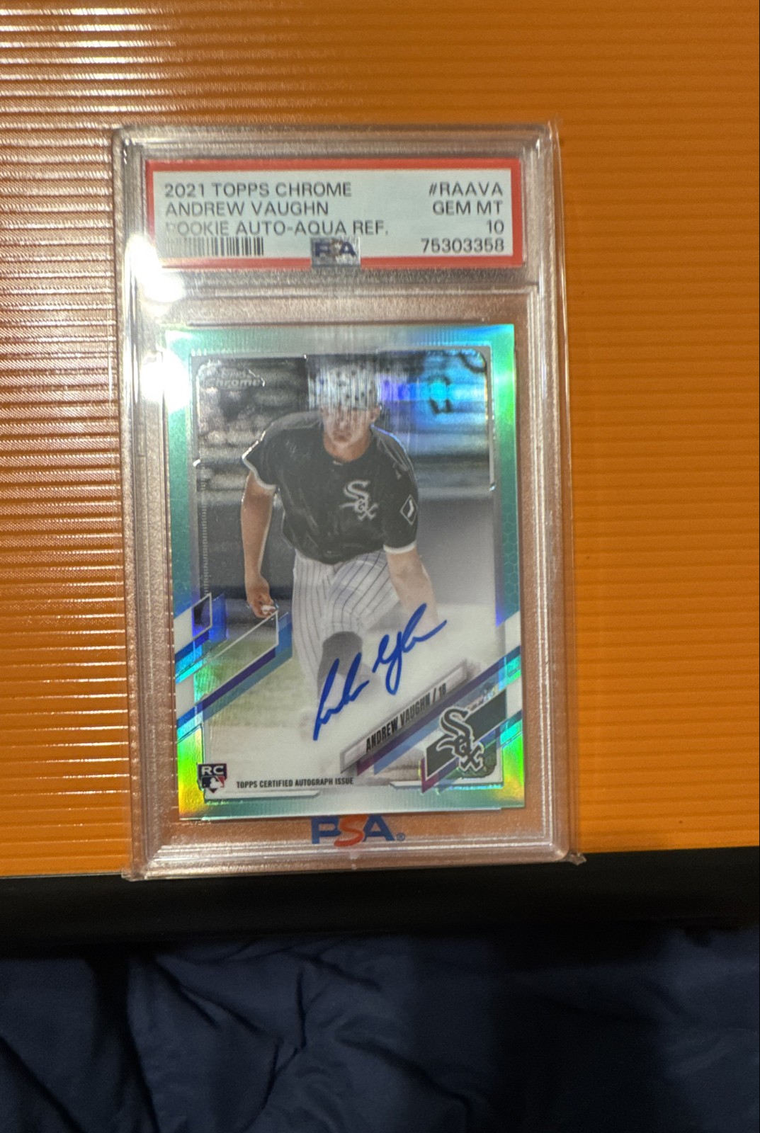 2021 Topps Chrome -Rookie Auto Andrew Vaughn #RA-AVA Aqua Refractor /199 AU, RC