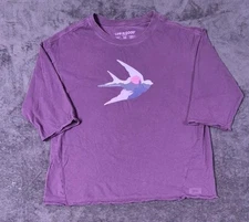Life Is Good Purple Crusher Tee Medium T-Shirt With Raw Hem And Quarter Sleeves
