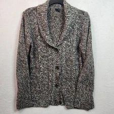 Cardigan Cable Knit Sweater Neck Shawl Faded Glory Grandpa Granny Dark Academia