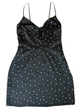 Abercrombie & Fitch Tie-Front Satin Mini Dress Reformation Black Medium NWOT Y2K