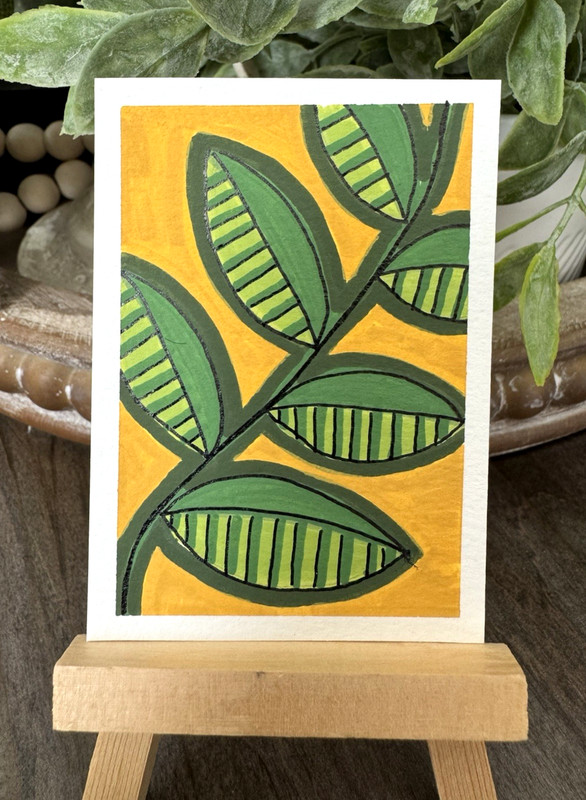 ACEO original painting - Leafy Vine - by Andrea - DaffodilsandDaisies