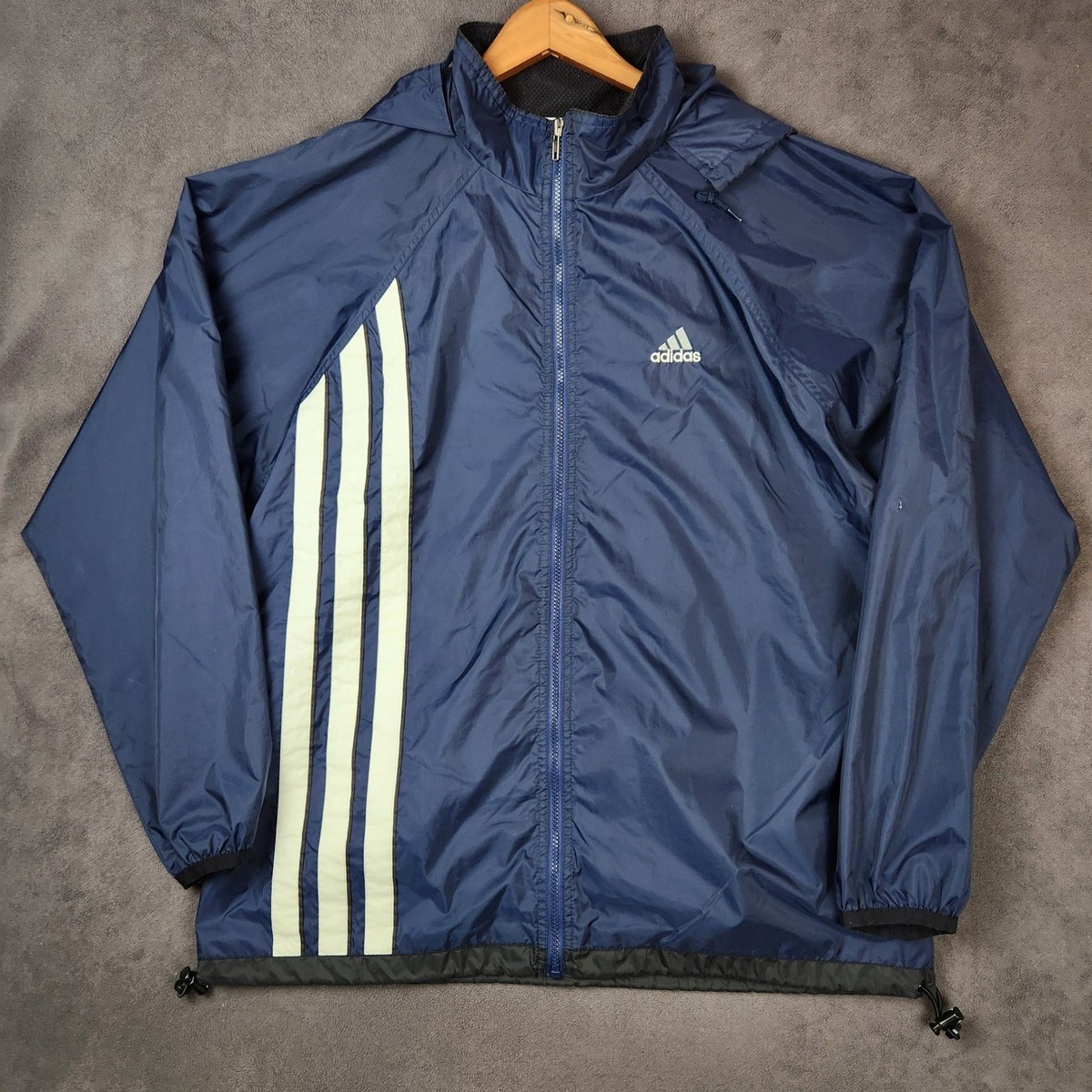 Adidas Men Adidas Windbreaker Navy Blue ADIDAS Mens Hooded Rain