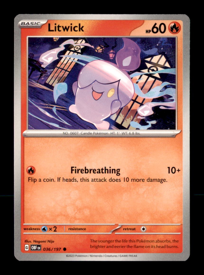 Litwick 036/197 Common Obsidian Flames Pokemon Near Mint