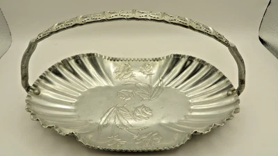 Vintage Farber & Shlevin Wild Roses Hand Wrought Aluminum Tray Server w/Handle - Image 1 of 4