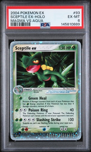 2004 POKEMON EX TEAM MAGMA VS TEAM AQUA #93 SCEPTILE EX-HOLO PSA 6