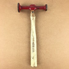 Vintage Auto Body Hammer Dent Repair Finishing Round Head Wood Dunlap Handle