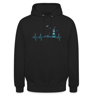Küste Meer Leuchtturm Herschlag EKG Moin Unisex Hoodie