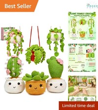 Crochet Kit for Beginners Amigurumi Craft 6 Pack Hanging Potted Plants Yarn