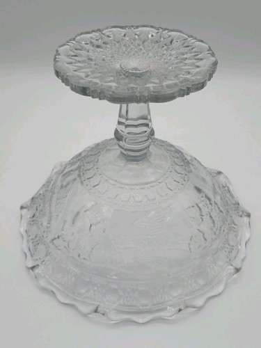 antikes EAPG offenes gekräuseltes KOMPOTT Indiana Glas 157 VOGEL UND ERDBEERE 1916 - Bild 3 von 6